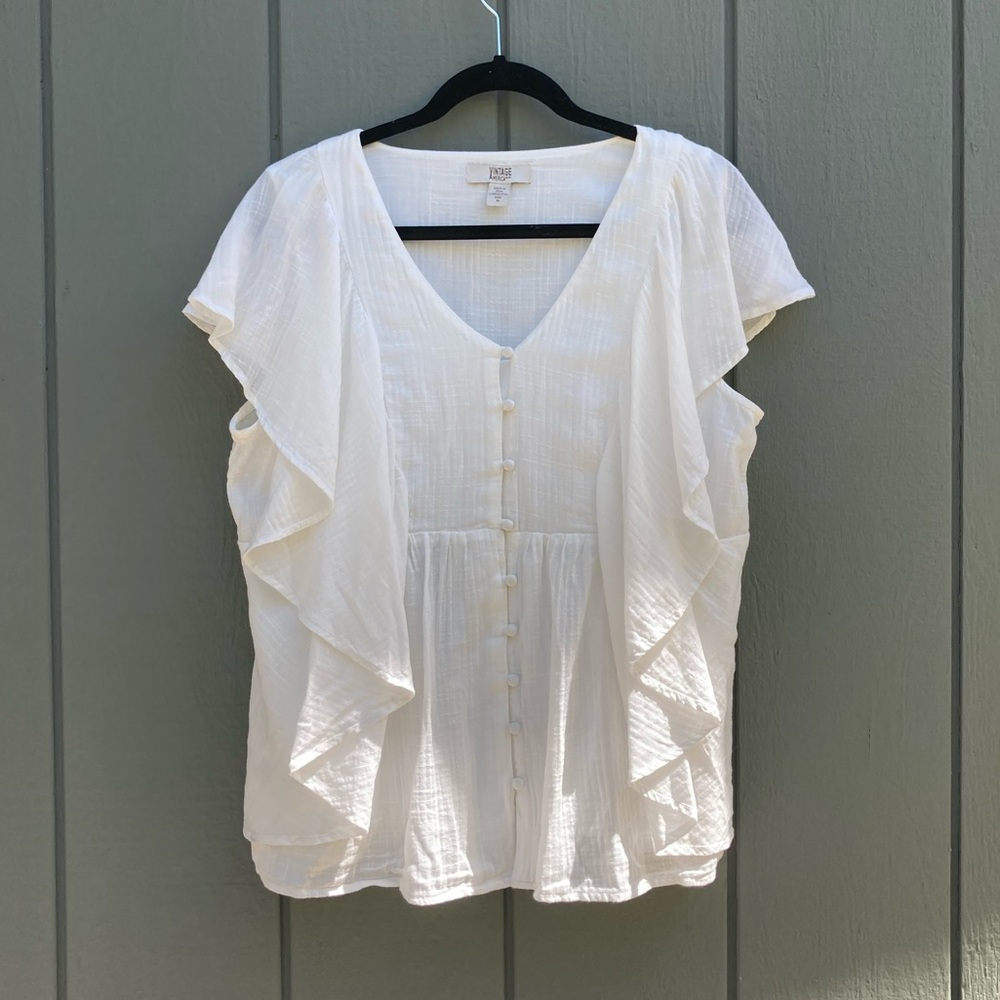 Vintage America cotton layered ruffle blouse